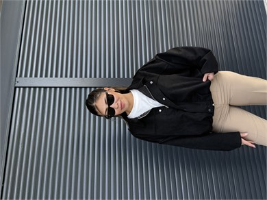 Siyah Süet Bomber Ceket