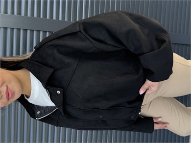Siyah Süet Bomber Ceket