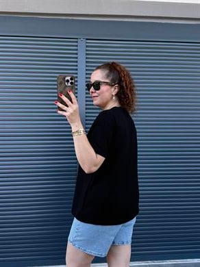V Yaka Modal Kumaş T-shirt Siyah