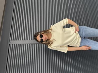 Vatkalı Basic T-shirt  Açık Sarı