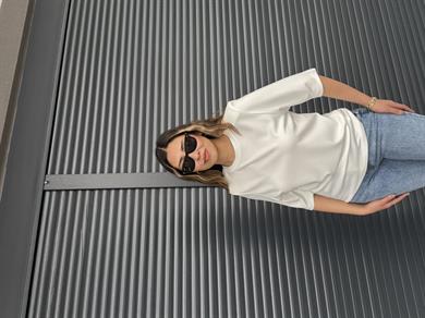 Vatkalı Basic T-shirt Beyaz