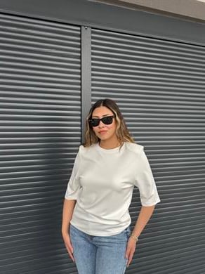 Vatkalı Basic T-shirt Beyaz