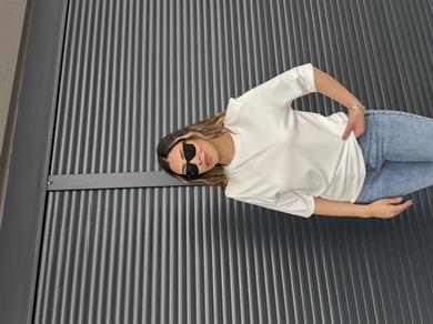 Vatkalı Basic T-shirt Beyaz