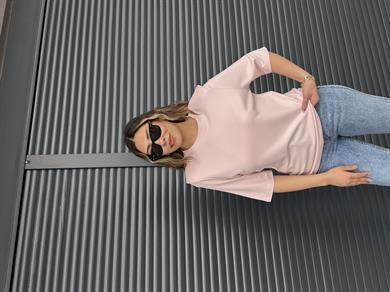 Vatkalı Basic T-shirt Pudra