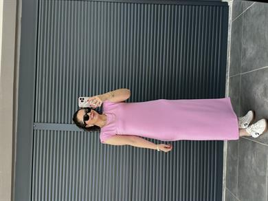 Vatkalı Modal Basic Elbise Pembe