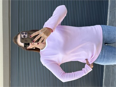 Yakası Garnili Basic Bluz Pembe