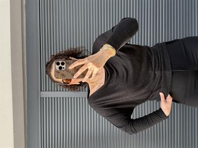 Yarasa Kol Çilek Kumaş İnce Triko Bluz Antrasit