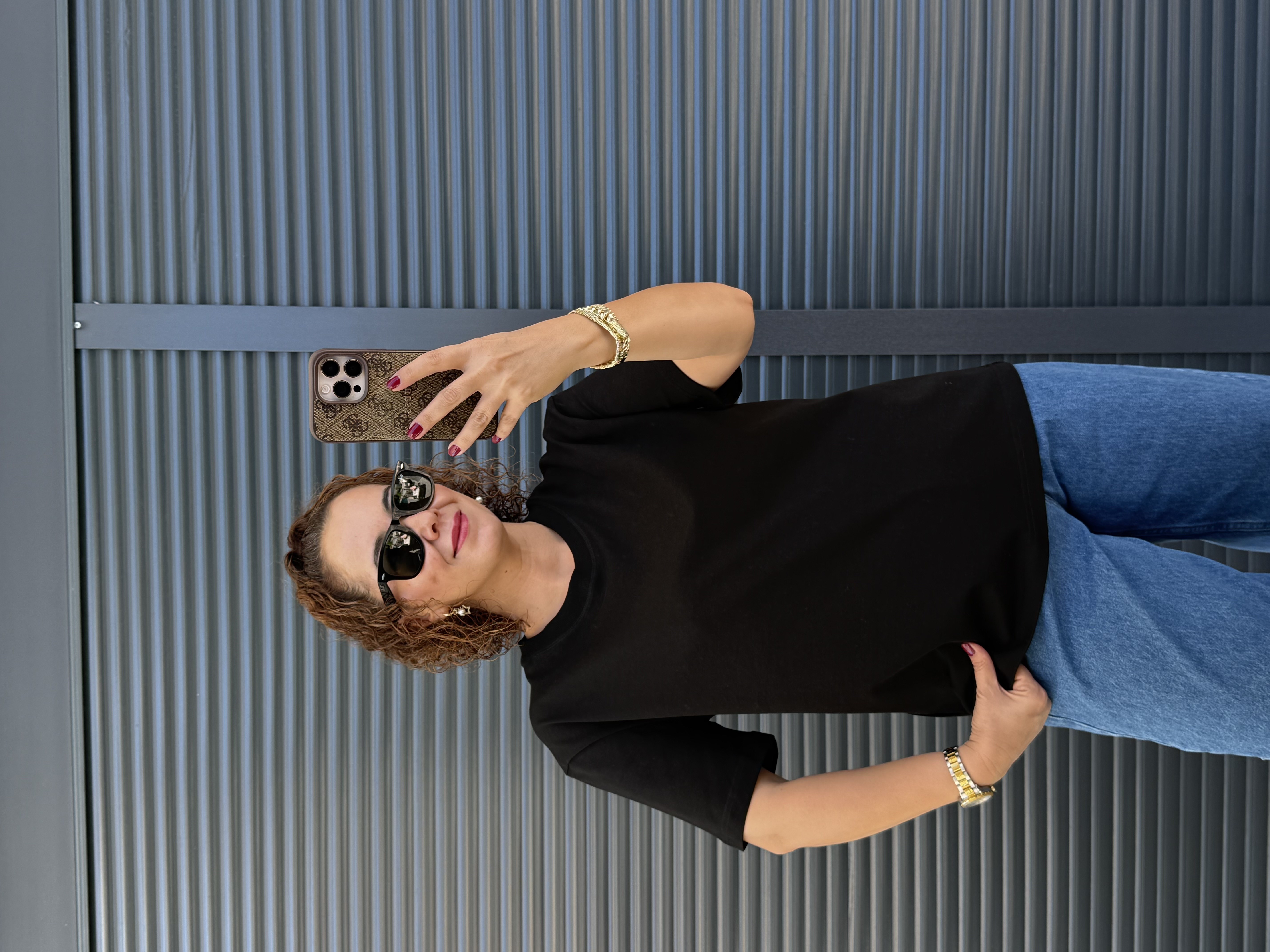 Dilvin Dekoratif Dikişli T-Shirt Siyah