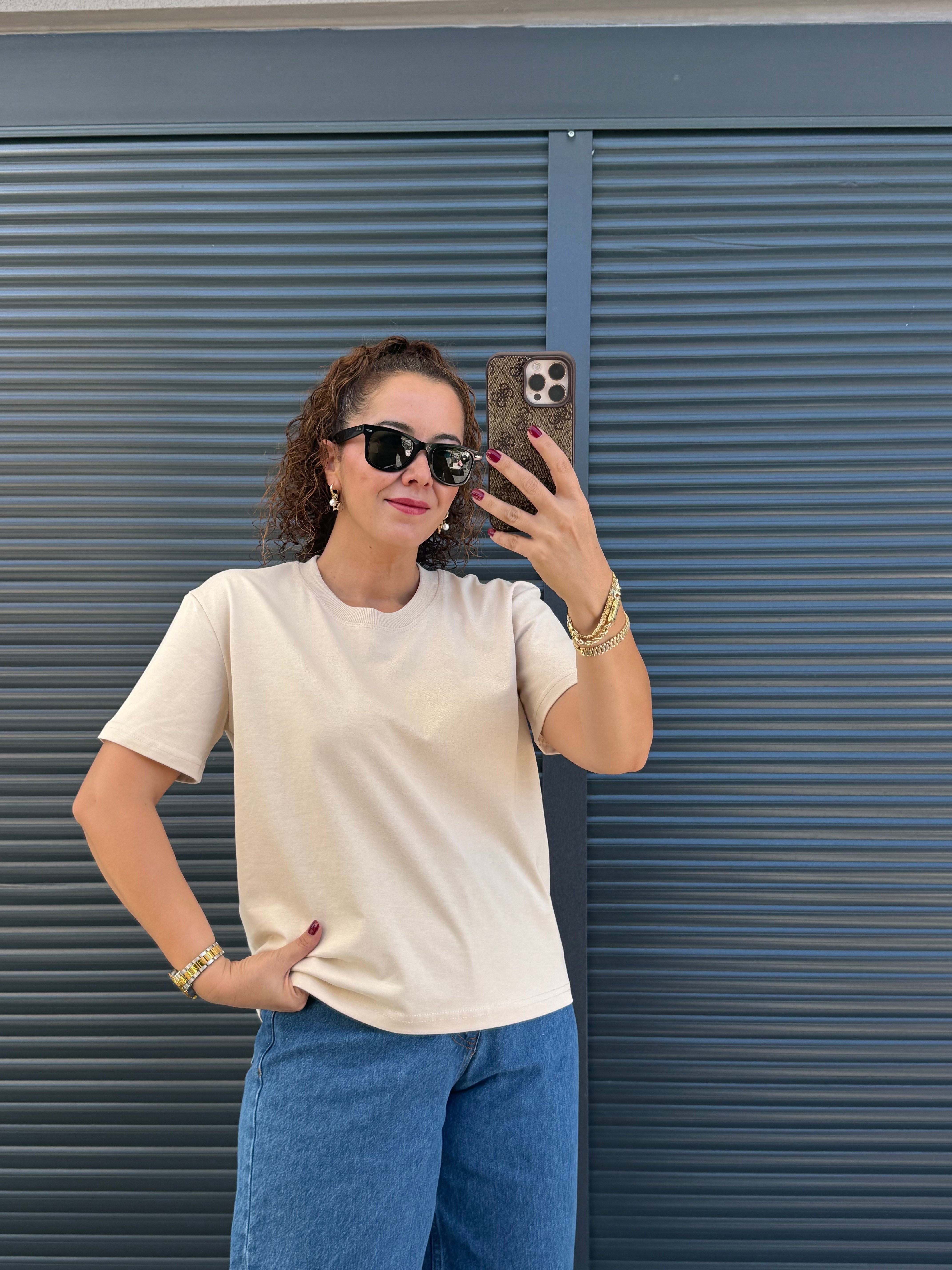 Dilvin Dekoratif Dikişli T-Shirt Taş