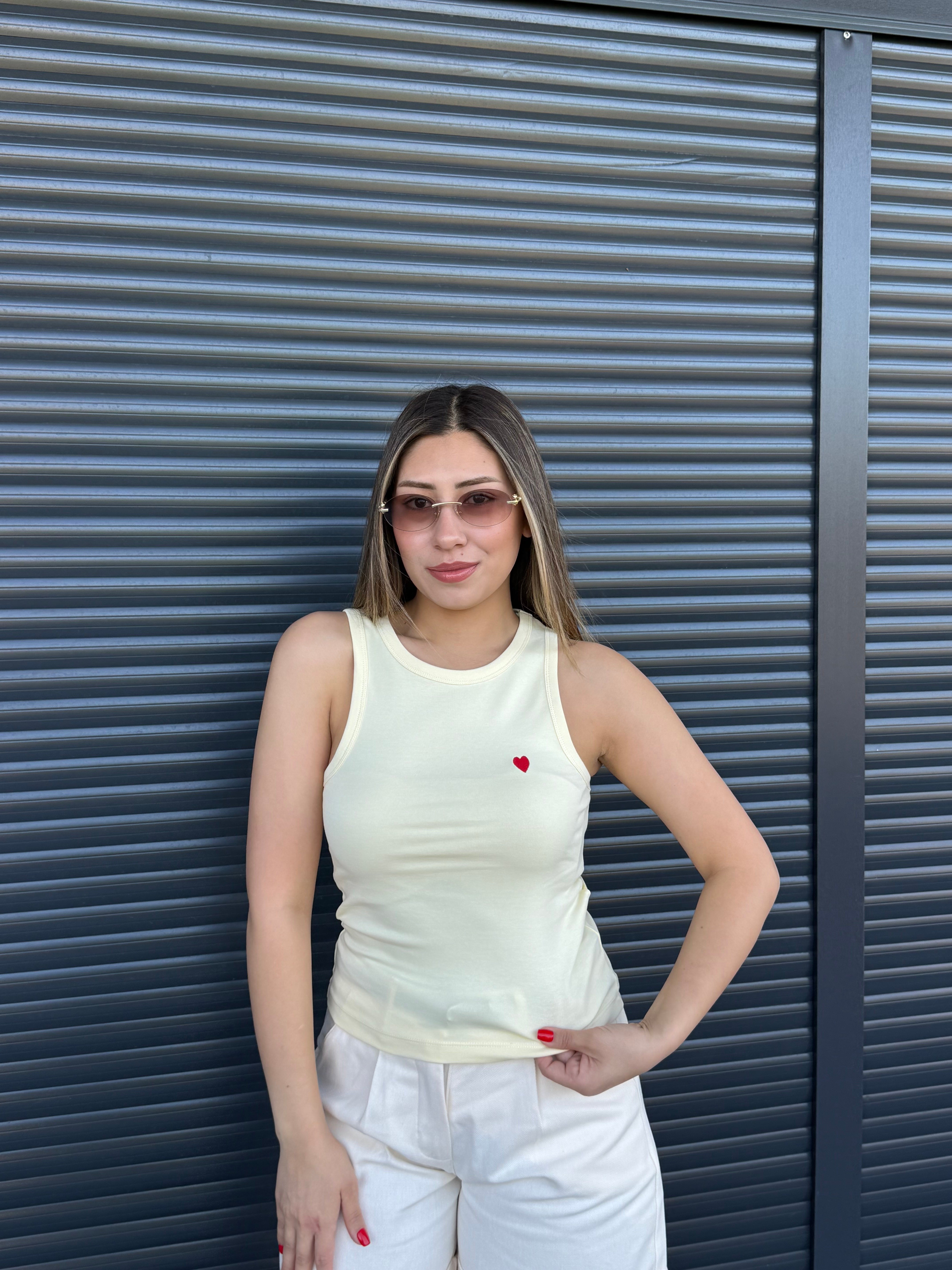 Dilvin Kalp Nakışlı Atlet Sarı