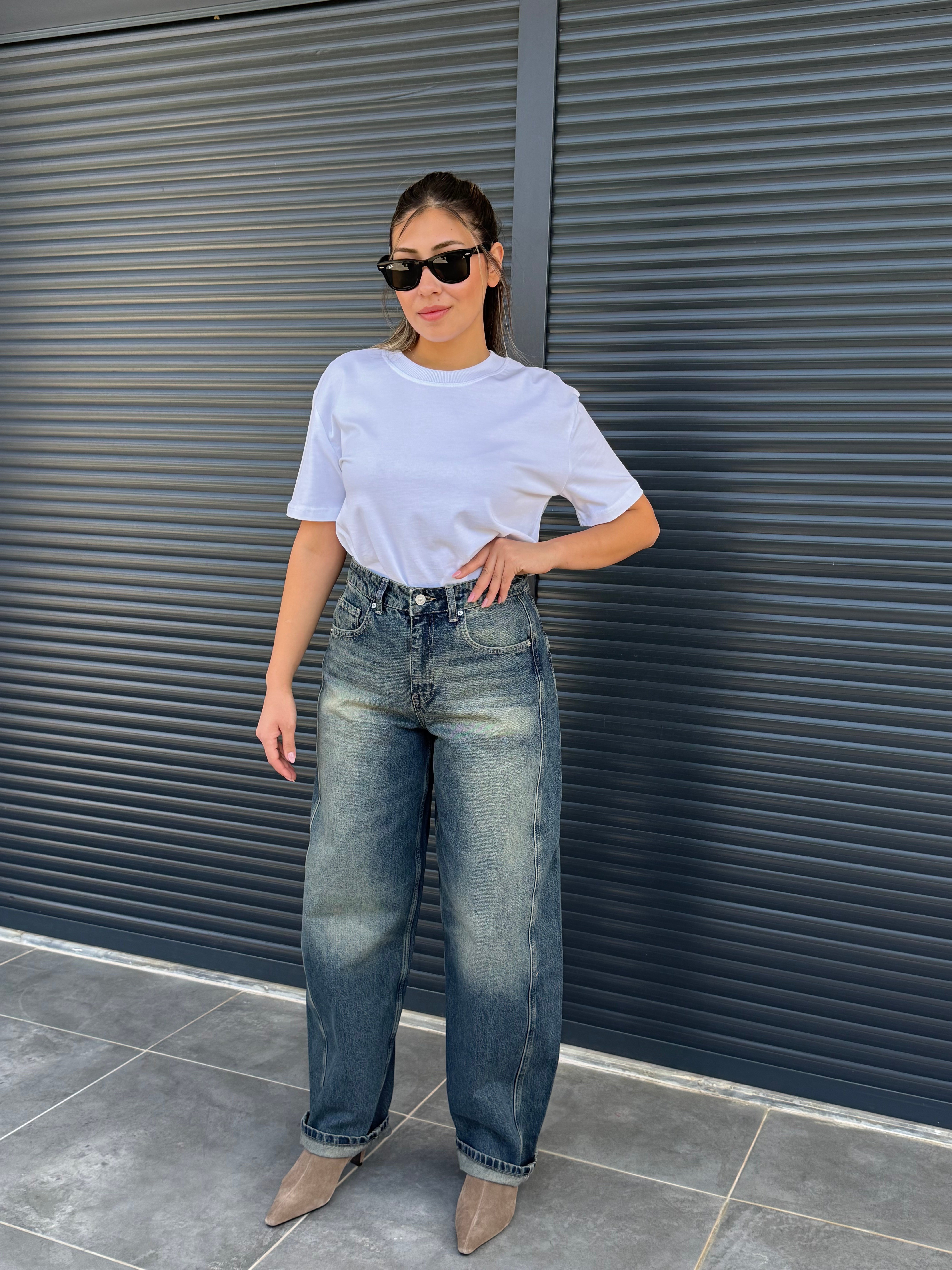 Dilvin Yanları Parçalı Balon Jean Tint