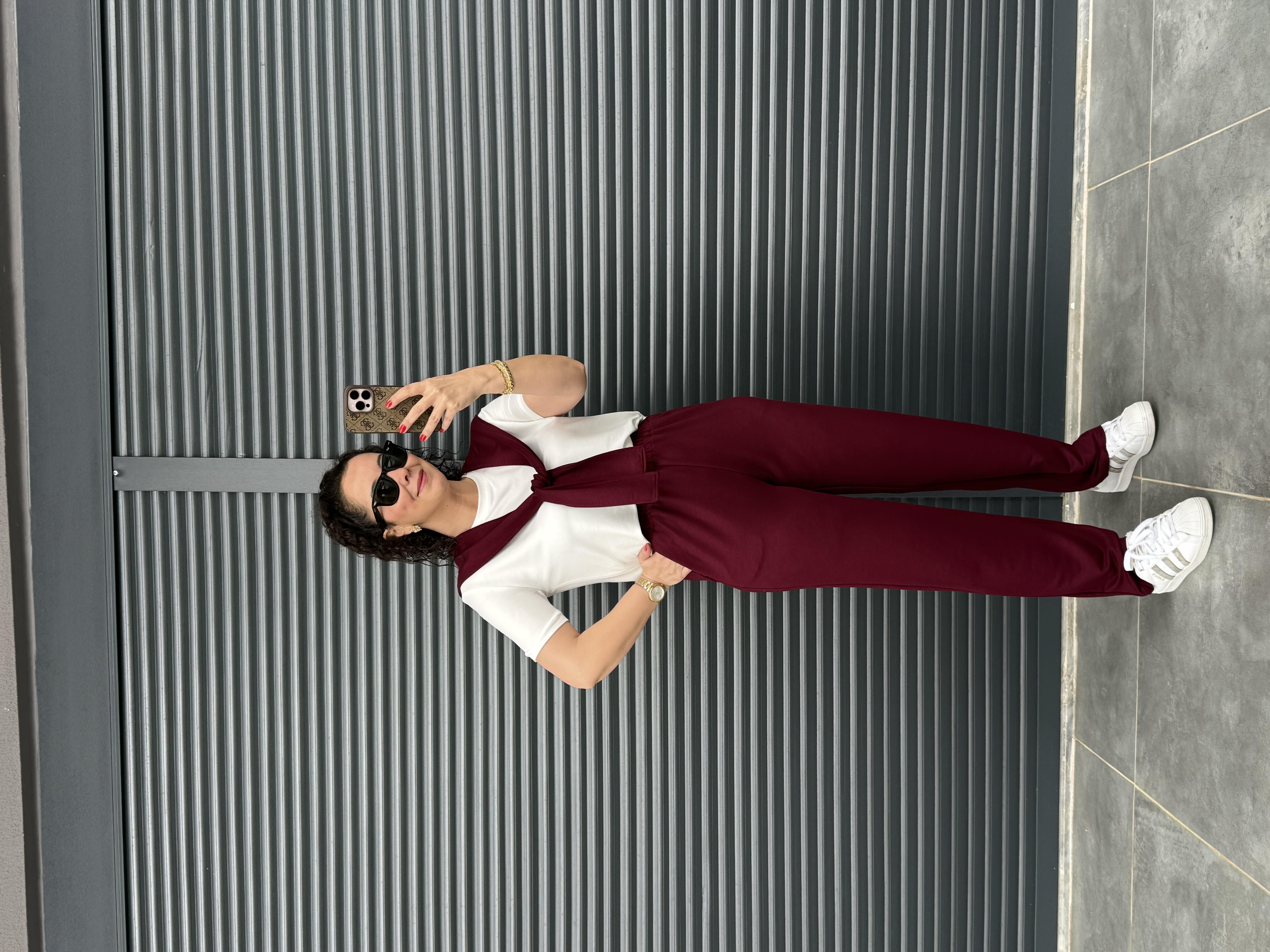 Fularlı Basic Takım Bordo