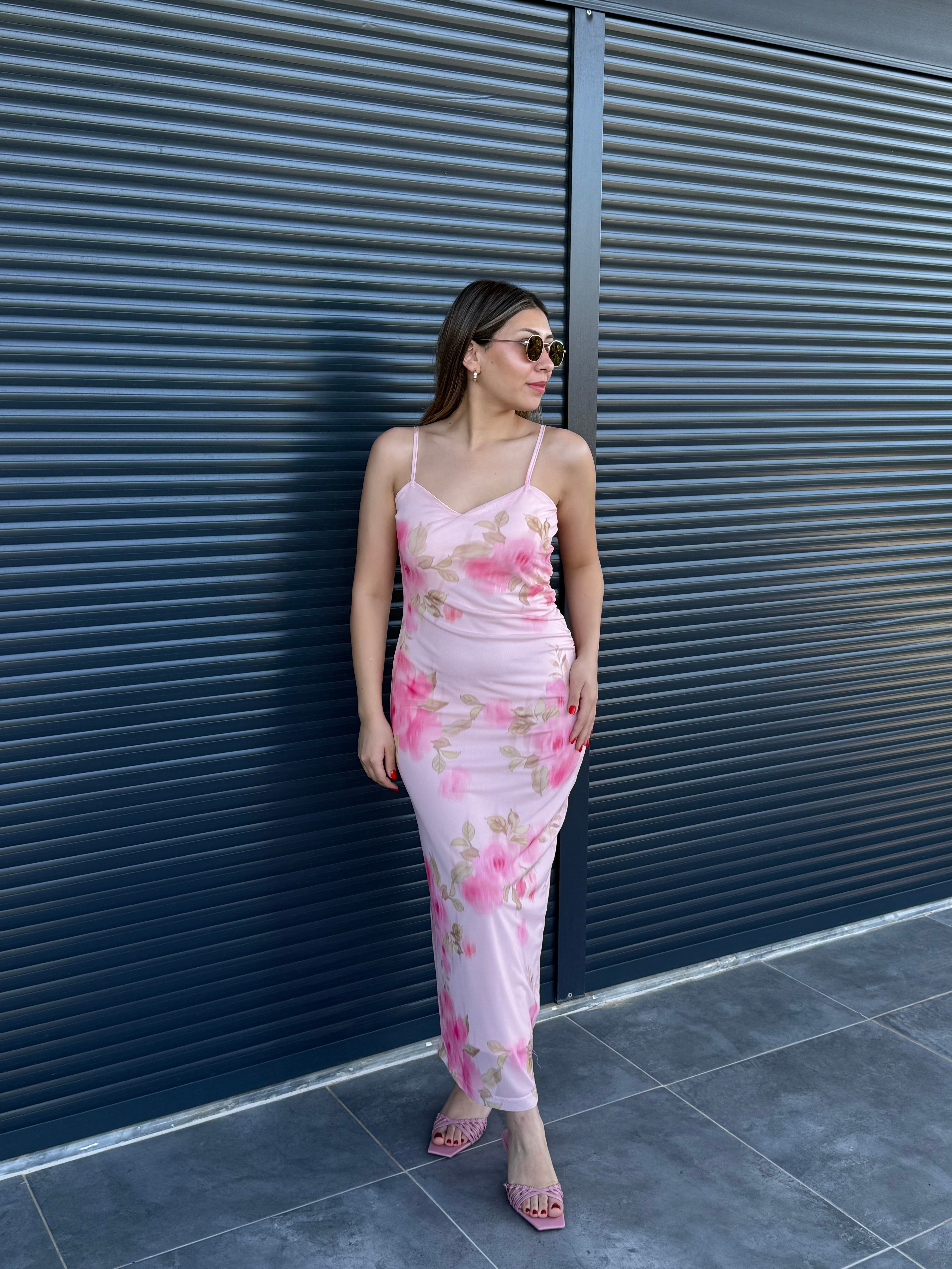İçi Astarlı Tül Elbise Pembe
