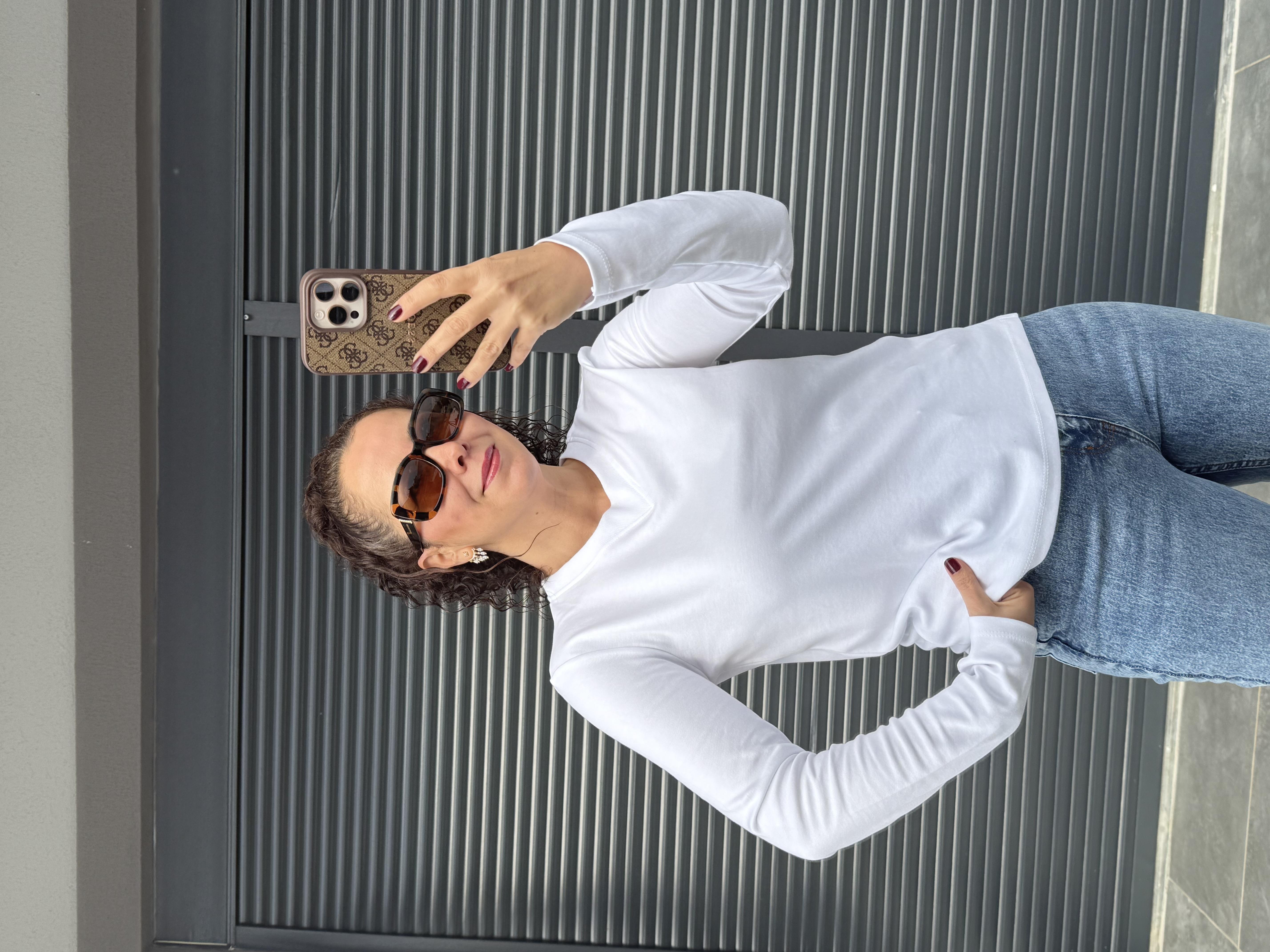 Karol Ribanalı Basic Bluz Beyaz