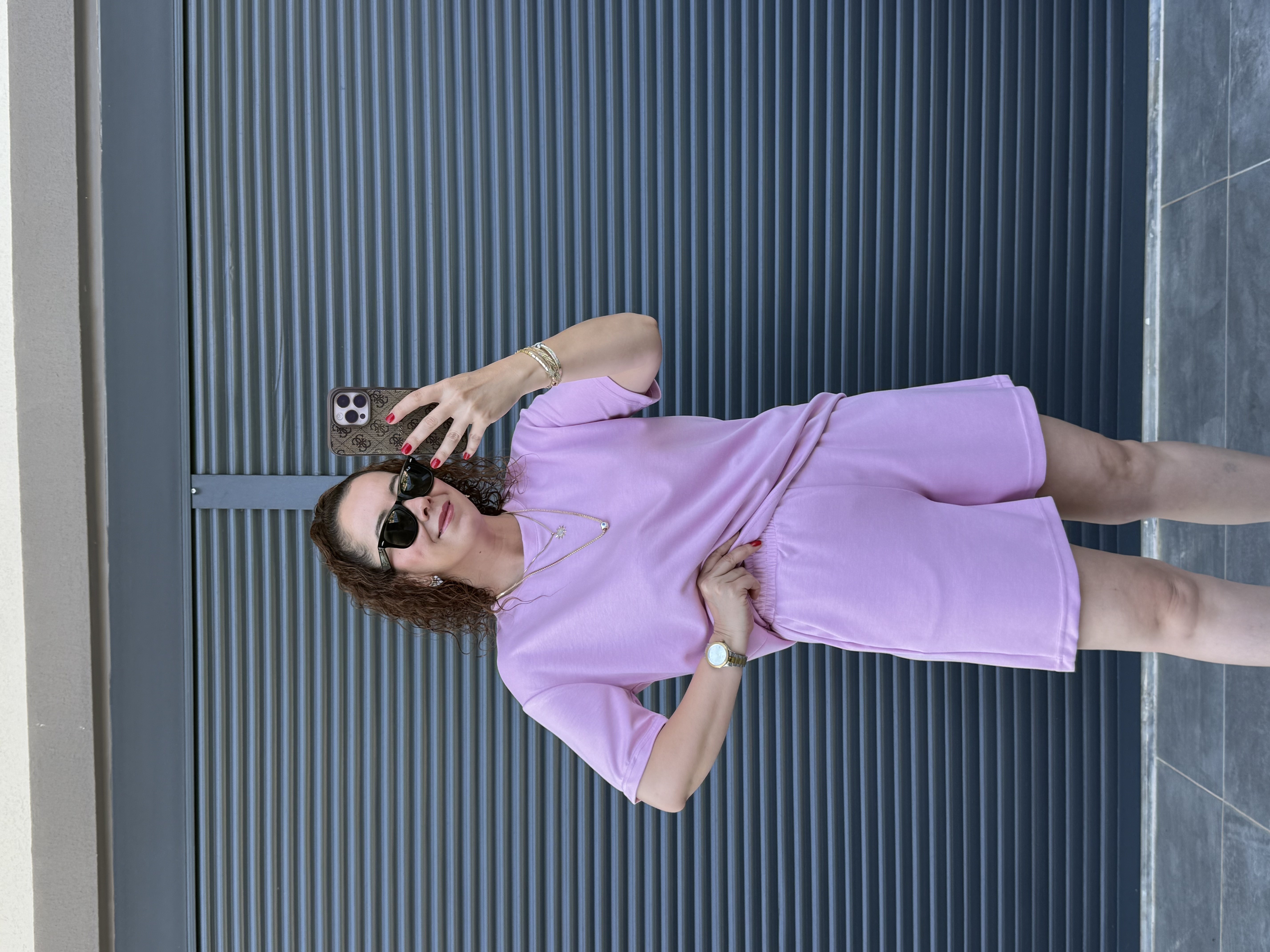 Modal Kumaş Şort T-shirt Takım Pembe
