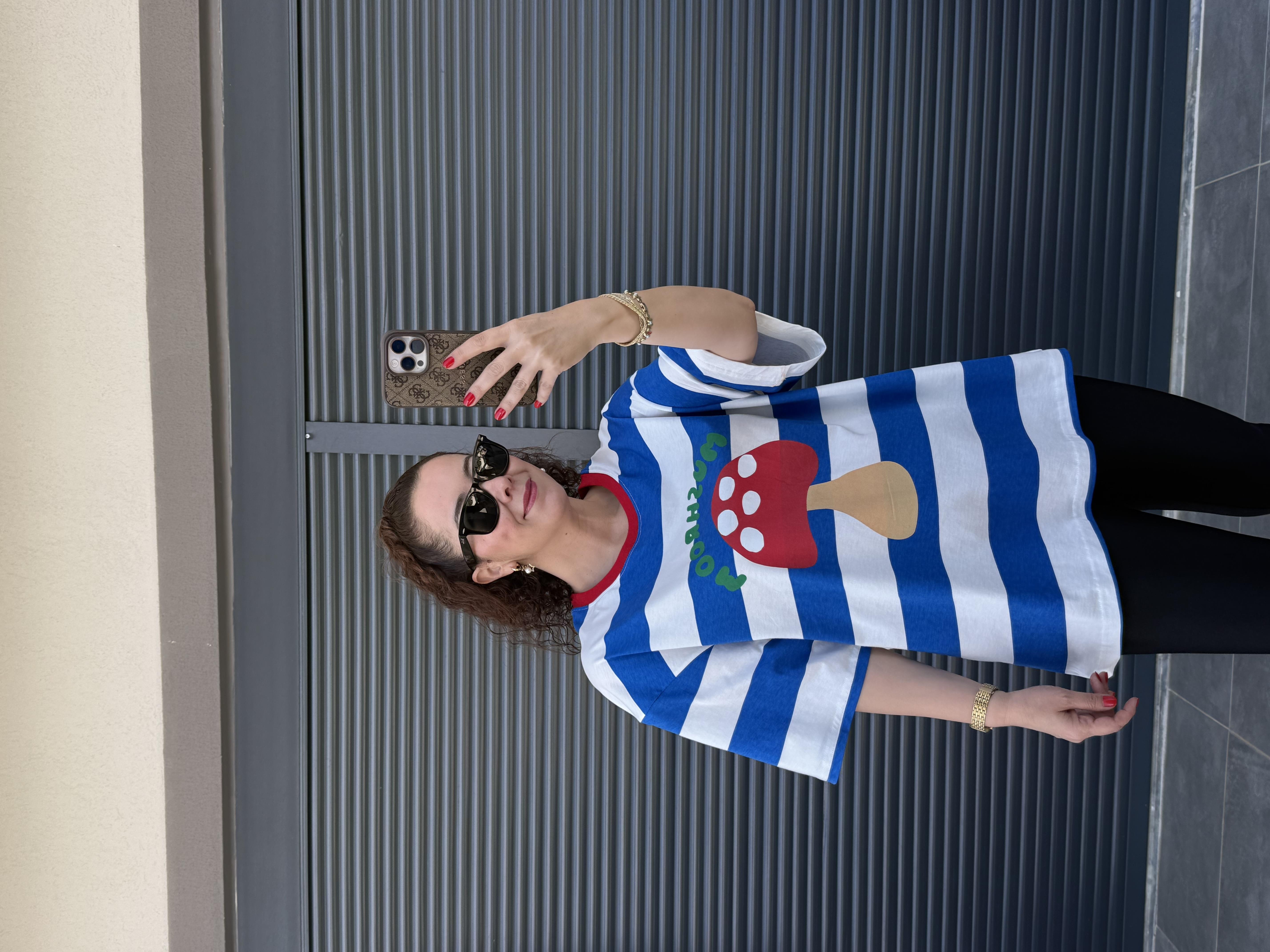Mushroom Çizgili Oversize T-shirt