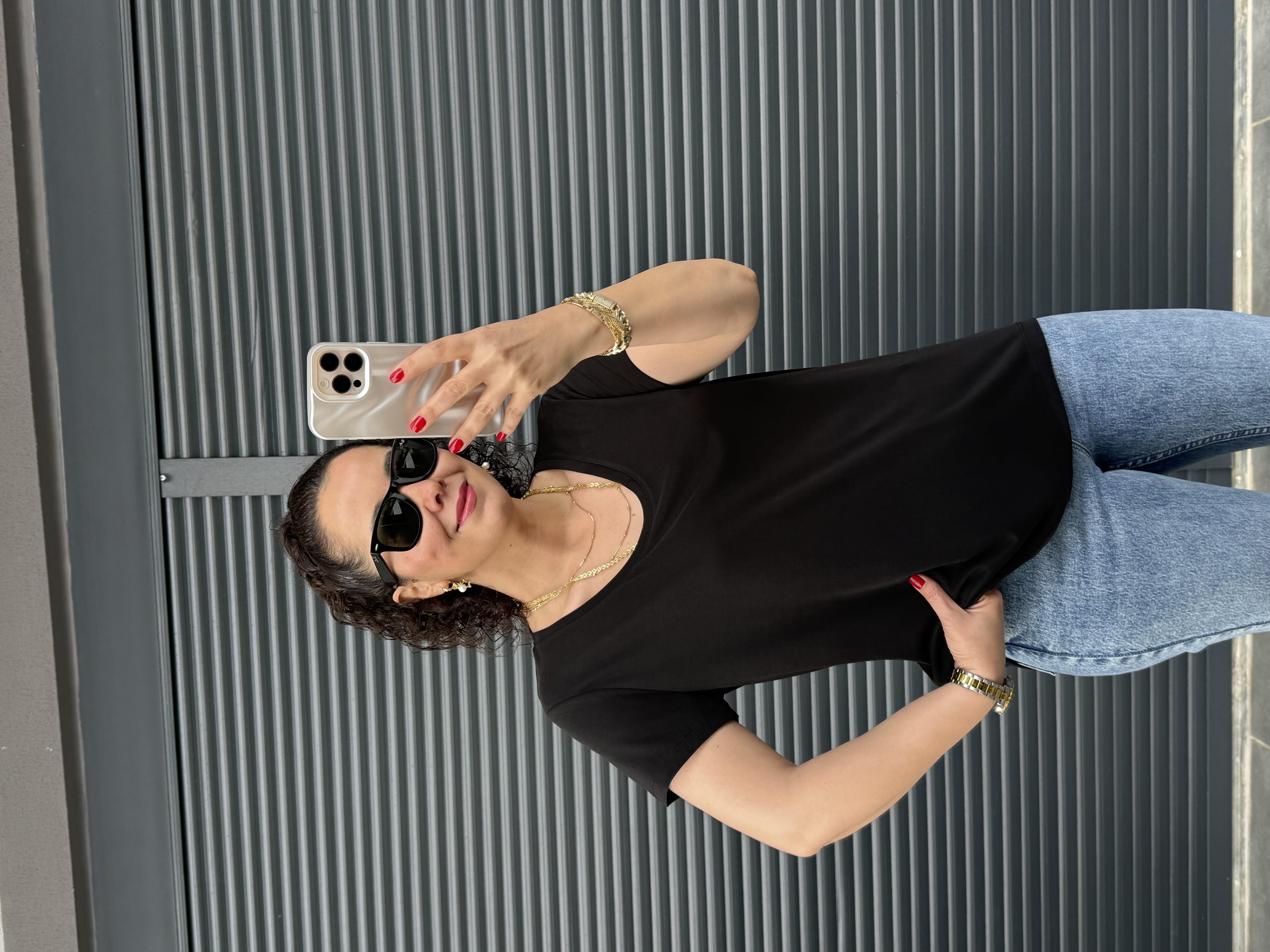 Premiım Bisiklet Yaka Basic T-shirt Siyah