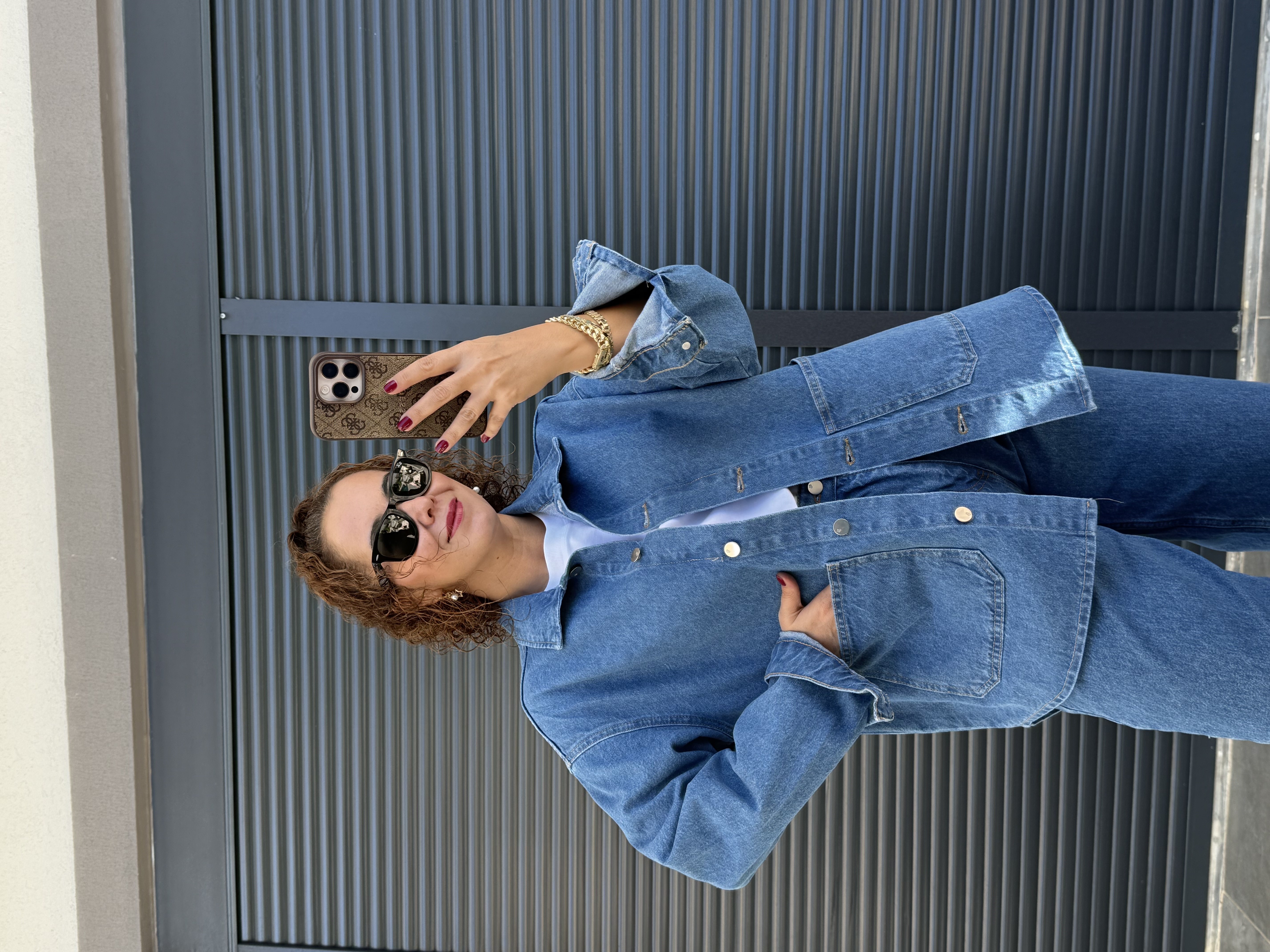 Premium Cepli Denim Ceket  Mavi