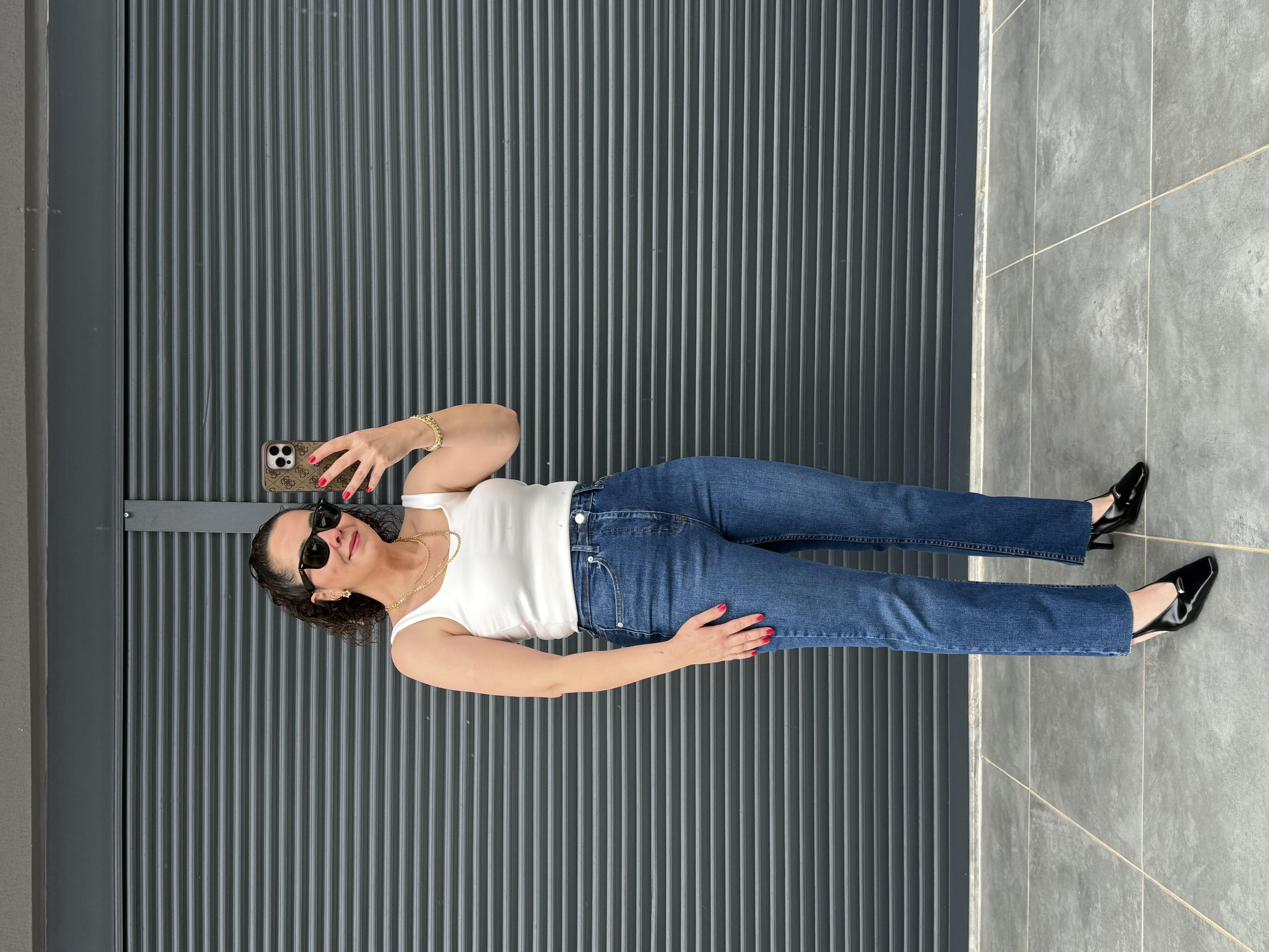 Premium Kesik Paça Boy Fit Jean Koyu Mavi