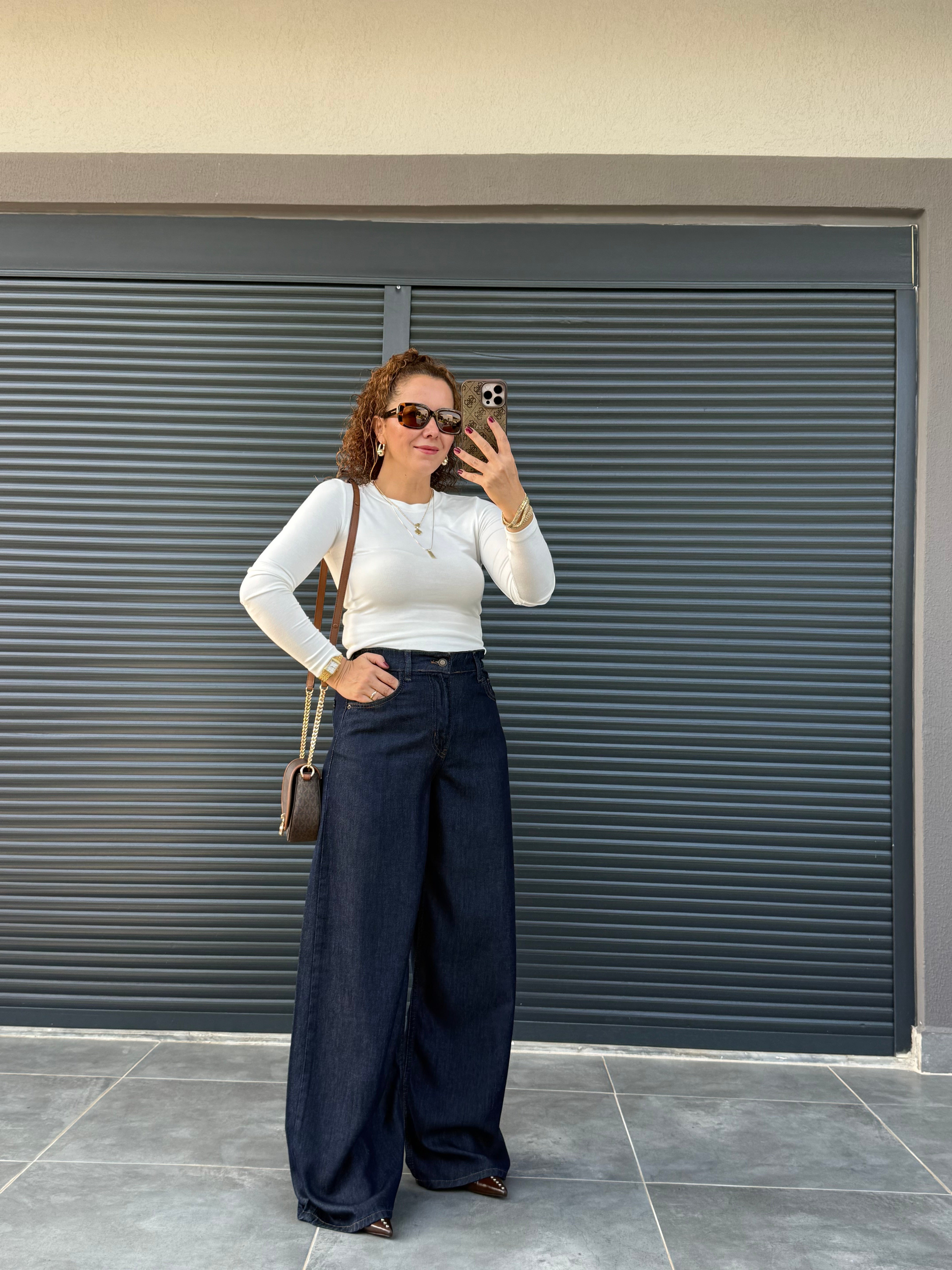 Premium Tensel Denim Palazzo Lacivert