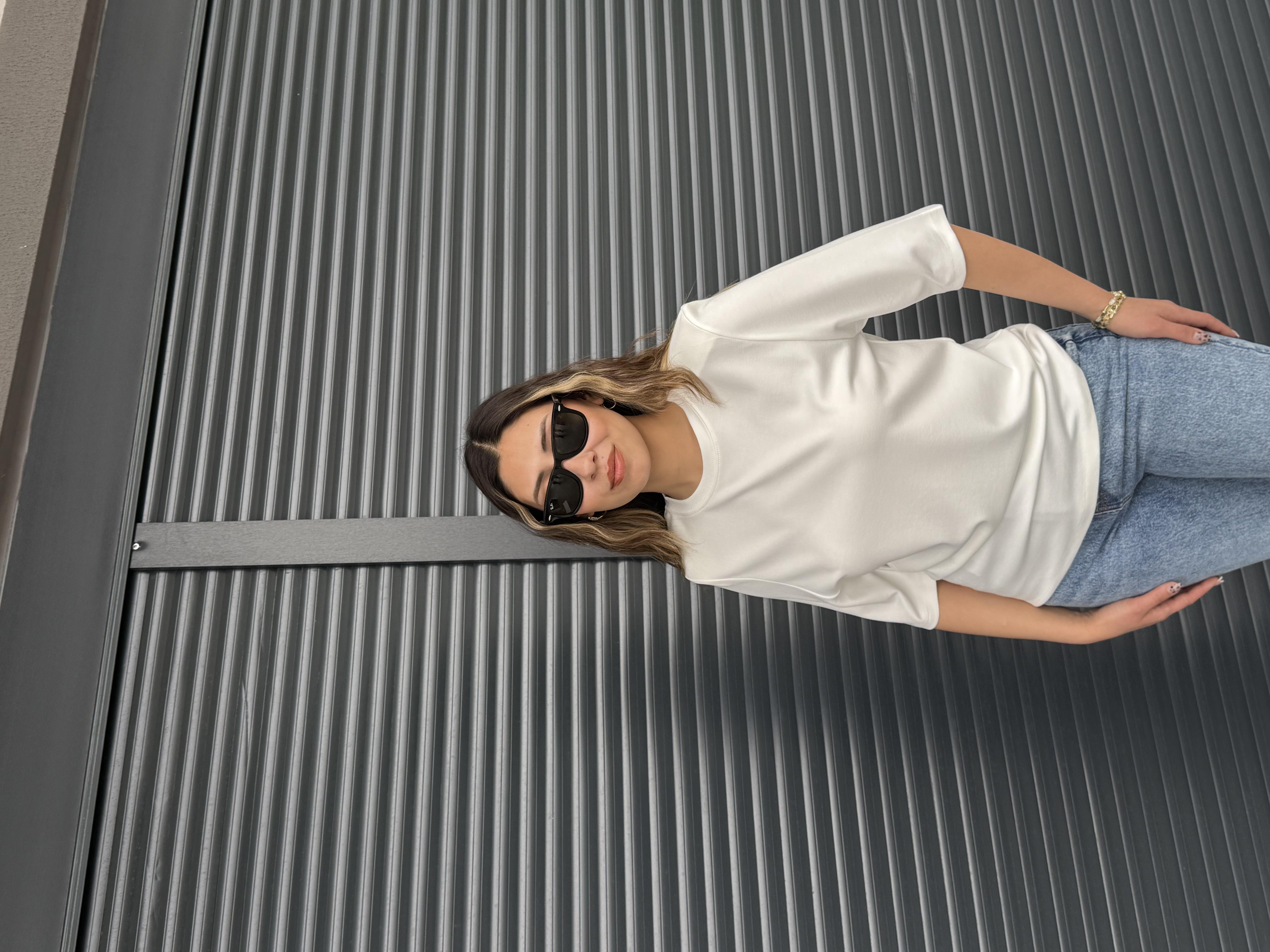 Vatkalı Basic T-shirt Beyaz