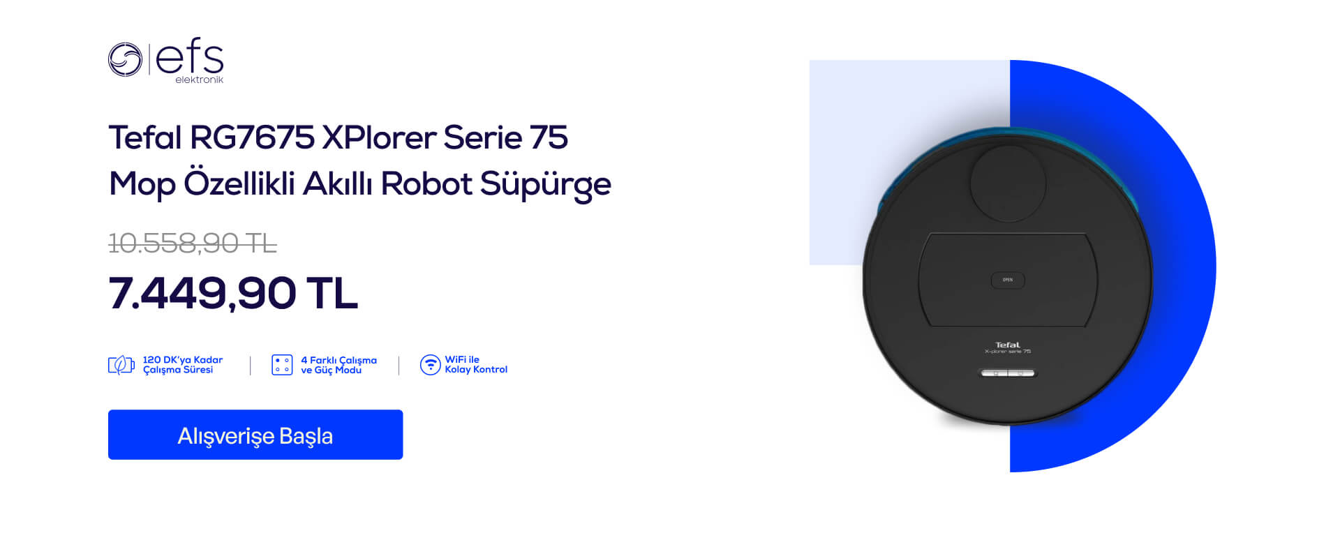 Tefal RG7675 XPlorer Serie 75 Mop Özellikli Akıllı Robot Süpürge