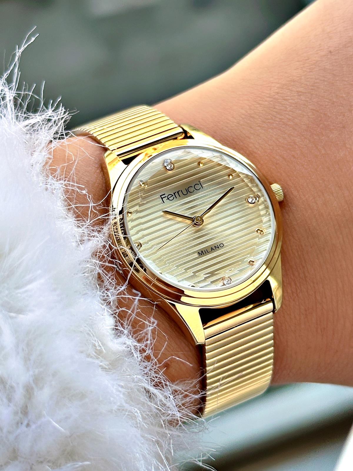 Ferrucci Altın Rengi Çelik Kordon Kadın Kol Saati 03385DYKFCAKS0096-Ferrucci