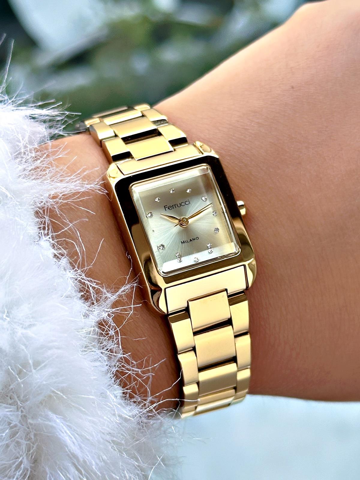 Ferrucci Altın Rengi Çelik Kordon Kadın Kol Saati 03381DYKUAK000568-Ferrucci