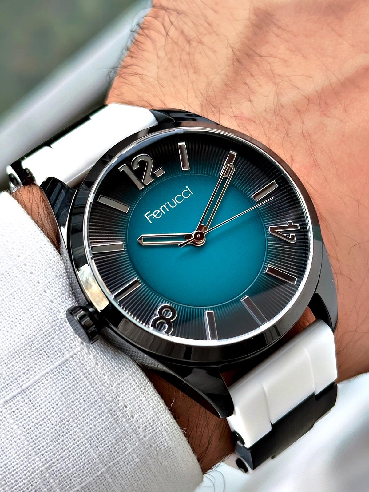 Ferrucci Beyaz Renk Silikon Kordon Erkek Kol Saati 03369DYKUAK000550-Ferrucci