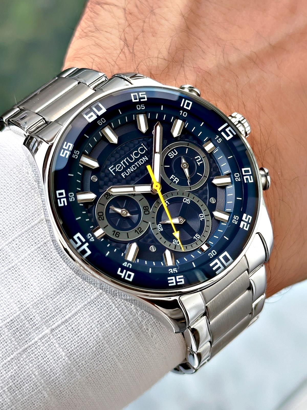 Ferrucci Gümüş Renk Çelik Kordon Erkek Kol Saati 033741DYKUAK000574-Ferrucci