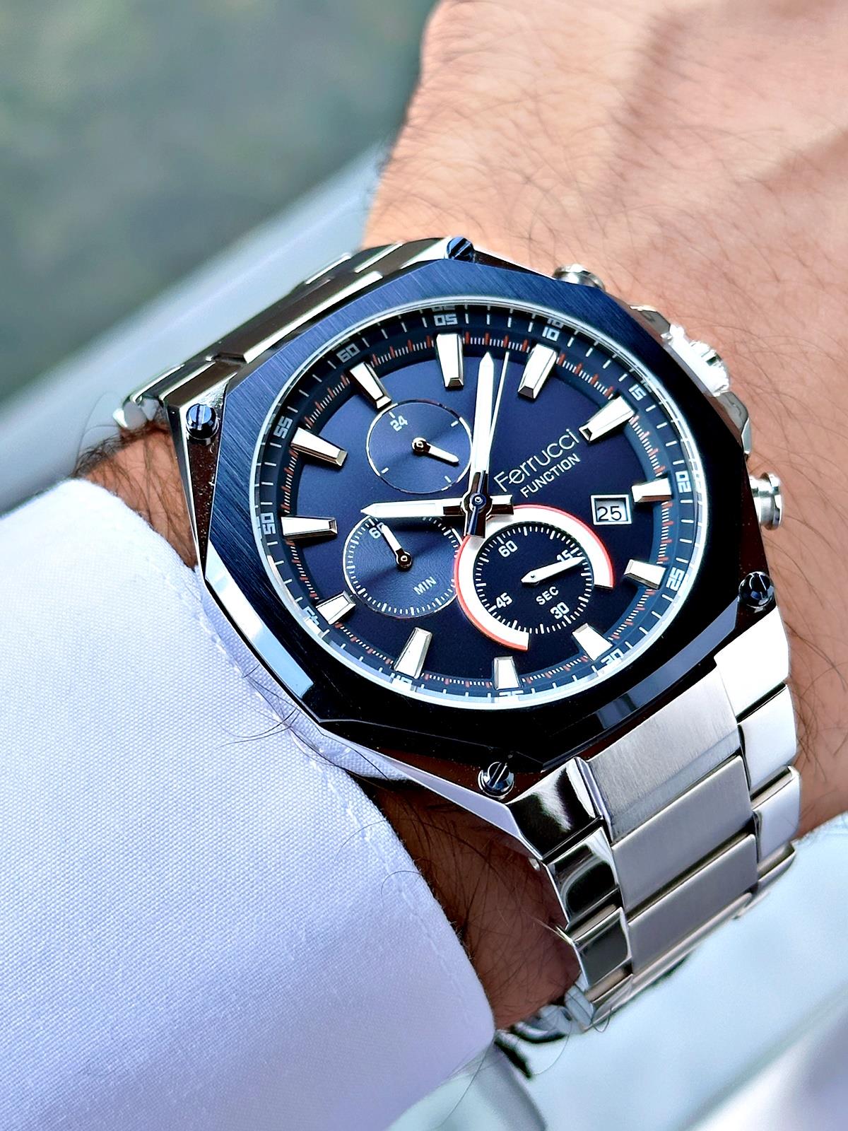 Ferrucci Gümüş Renk Çelik Kordon Erkek Kol Saati 13906.04DYKUAK000648-Ferrucci