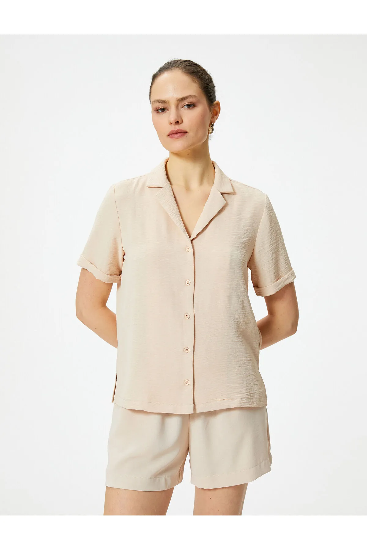 KOTON KADIN 4SAK60018PW SHIRTS SS Bej24YBTK001959-61KOTON