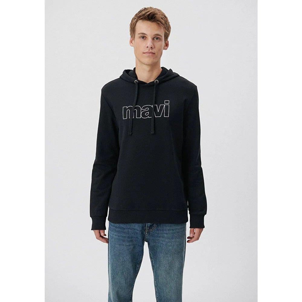 mavi erkek logo kapüşonlu sweatshirt m065606