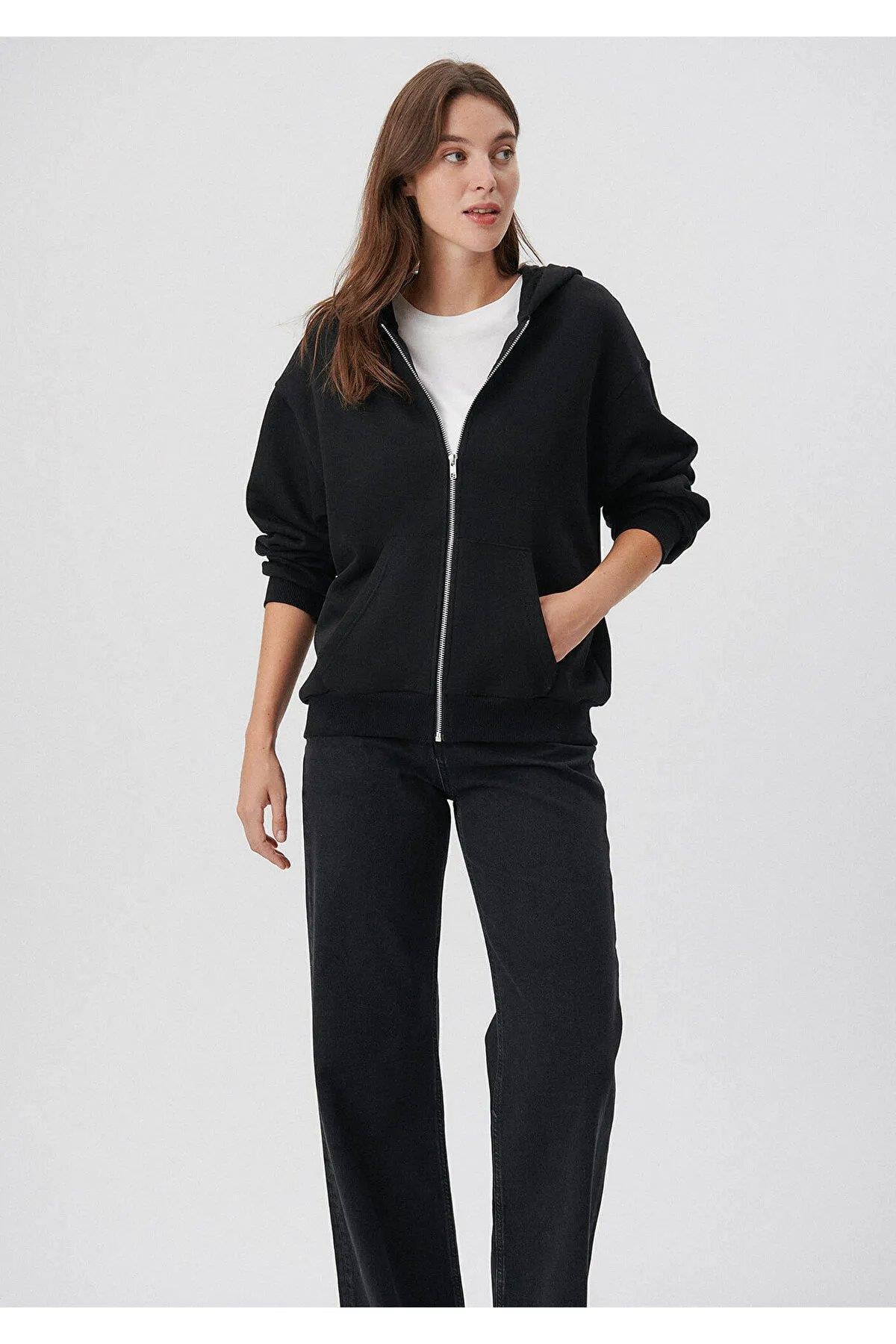 mavi kadın fermuarlı sweatshirt m161177523KSM1611775-01MAVİ