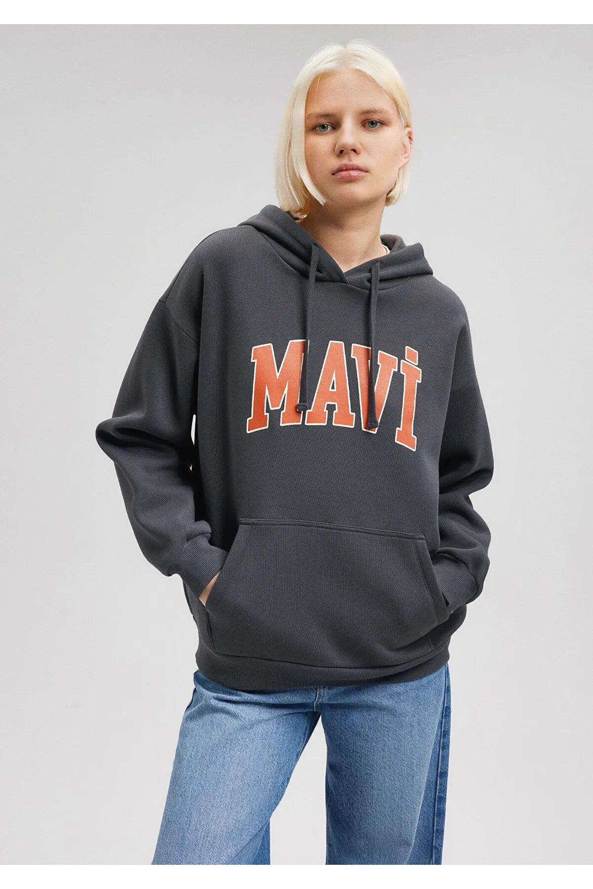 mavi kadın mavi logo kapüşonlu sweatshirt m160036123KMVM160036-294MAVİ