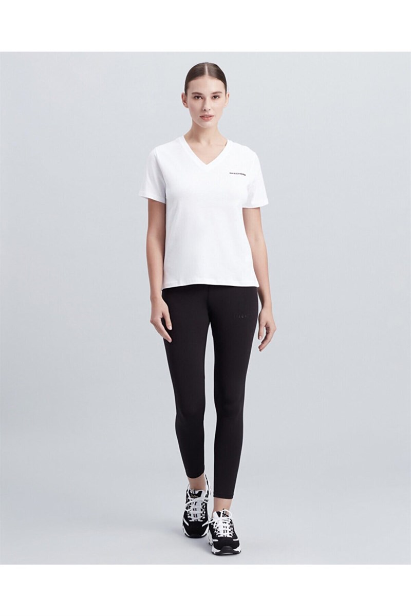 skechers kadın w new basics v neck t-shirt s21239922YS212399BA-DFCFF3Skechers
