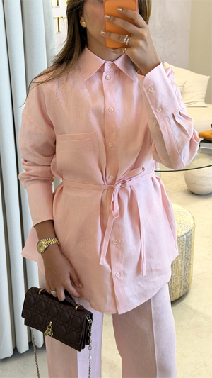 Alice Pink %100 Keten Gömlek