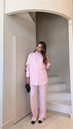 Alice Pink %100 Keten Pantolon