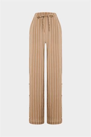 Bej Çizgili Pantolon