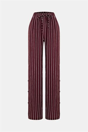 Bordo Çizgili Pantolon
