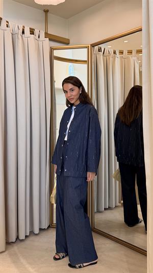 Lacivert Crystal Touch Ceket