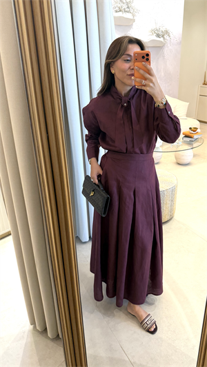 Marvy Bordo %100 Keten Etek