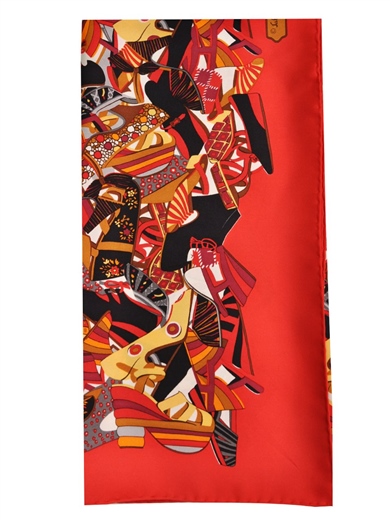 Desenli İpek Twill Eşarp