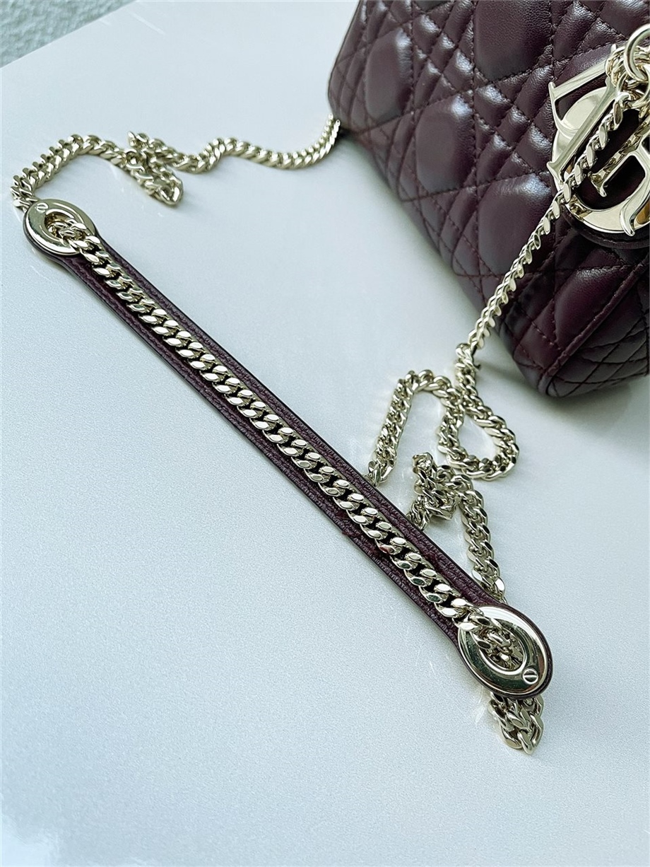 Christian Dior Mini Lady Dior Deri Canta Mor Renk Standart Beden