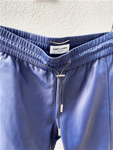Deri Jogger Pantolon Mavi Renk 40 Beden