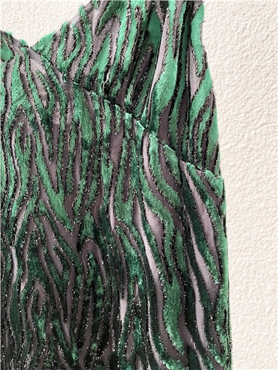 Kadife Zebra Desenli Askılı Elbise