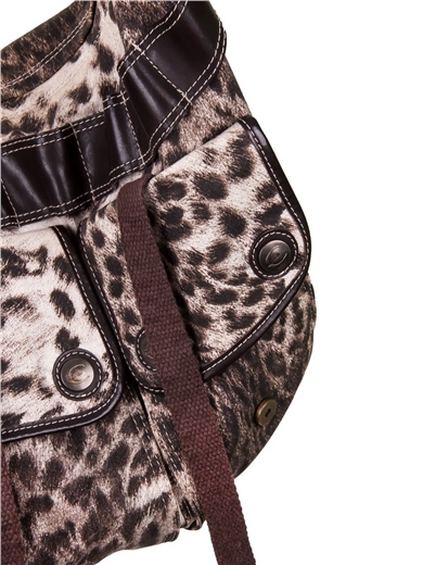 Leopar Desenli Kanvas Hobo Omuz Çantası