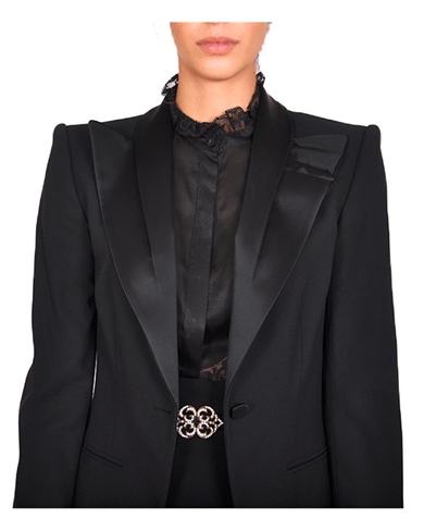 Saten Detaylı Krep Blazer