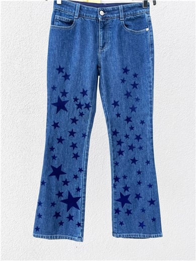 Yıldız Süslemeli Denim Pantolon