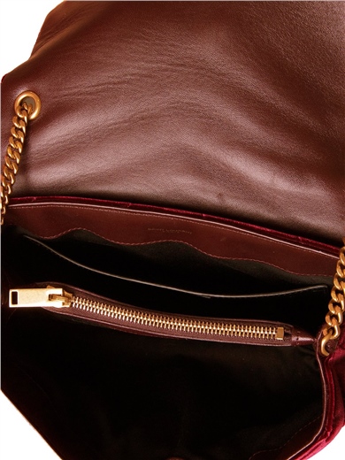 Yves Saint Laurent Loulou Kadife Kapitone Bordo Omuz Çantası
